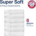Arm & Hammer Super Soft Washcloths, 6 Piece, Light Grey