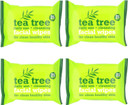 4 Packs of Australian Tea Tree & Peppermint Daily Cleansing Wipes | 100 Facial Wipes for Oil/Makeup Removal and Clean & Healthy Skin