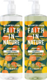 Faith In Nature 2 x 1L Natural Lavender & Geranium Shampoo and Conditioner Set, Nourishing, Vegan & Cruelty Free, No SLS or Parabens, For Normal to Dry Hair