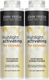 John Frieda Sheer Blonde Highlight Activating Moisturising Shampoo and Moisturising Conditioner Duo Value Bundle for Naturaland Colour - Treated Blonde Hair, 2 x 500 ml