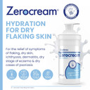 Zeroderma Zerocream Emollient Cream 2-in-1 Moisturiser & Soap Substitute, for Eczema, Psoriasis & Dry Skin Conditions. Hydrating Relief for Flaking Skin, 500g