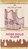 I Heart Revolution Rose Gold Glow Mini Chocolate Highlighter Palette, Shimmer Highlighter Duo