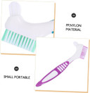 WEKADRIN 2Pcs Denture Cleaning Brush Dual Headed Tooth Brush for Full and Partial Dentures Durable Material Easy to Use for Home Travel