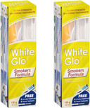 White Glo Smokers Formula Whitening Toothpaste Pack 150g -Pack of 2 (with Sanitral 50 Pcs Dental Floss Stick Included as a Gift)