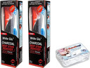 White Glo Charcoal Deep Stain Remover Toothpaste, 100ml -Pack of 2 with Sanitral 50 Pcs Dental Floss Stick Included as a Gift