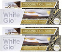 White Glo Coconut Toothpaste 150g (Pack of 2) with Sanitral 50 Pcs Dental Floss Stick