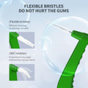 Interdental Brush, Angle Dental Brush Cleaner Toothpick Flossing Head Tooth Cleaning Tool with Portable Case for Tooth Cleaning(Green, Tight Teeth)