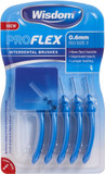 Wisdom WIS081P Pro Flex Interdental Brush, 0.60 mm Size, Blue (Pack of 5)