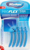 Wisdom WIS081P Pro Flex Interdental Brush, 0.60 mm Size, Blue (Pack of 5)