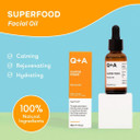 Q+A Super Food Facial Oil (30ml), Natural Vitamin-Rich Face Oil with Jojoba, Vitamin E Oil for Skin, Deeply Nourishes and Hydrates Dry, Sensitive, and Normal Skin, Boosts Skin Radiance and Glow