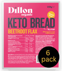 Dillon Organic Beetroot Flax Keto Bread, 6 x 250g Low Carb and Gluten-Free, High Fibre and High Omega 3, A Blend of Beetroot, Flax, Sunflower Seeds, and Caraway Seeds