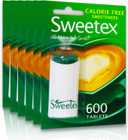Sweetex Low Calorie Dispenser, 600-Count Pack Of 6 (Total 3600) - Ideal Sugar Substitute For Diets And Diabetics