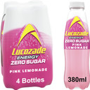 Lucozade Zero Fizzy Drink, Pink Lemonade Flavour, Sugar Free, Low Calorie, 4 Pack, 380ml Bottles