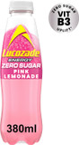 Lucozade Zero Fizzy Drink, Pink Lemonade Flavour, Sugar Free, Low Calorie, 4 Pack, 380ml Bottles
