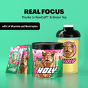 HOLY Energy Gaming Booster 10 Tasting Box Cactus Camel with prickly pear flavour powder | 10 portions with NewCaff & green tea extract | Focus Drink | Vegan with 100% natural fruit flavours