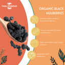 Sussex Wholefoods Organic Black Mulberries 250g - Premium, Delicious, Perfect for Snacking & Baking