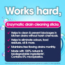 EcoZone Drain Cleaning Sticks, Enzymatic Pipe Unblocker, Prevents Plug Hole Obstructions & Keeps Water Flowing Freely, Natural Vegan & Non Toxic Kitchen & Bathroom Treatment Kit (x 12)