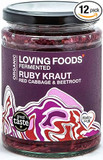 Loving Foods Award Winning *Organic & Made in The UK* Ruby Sauerkraut (475g) Raw, Unpasteurised & Bursting with Beneficial Live Bacteria (12 x Jars)