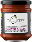 Mr Organic Tomato & Olive Bruschetta Topping 200g - Italian Condiment, Blend of Tomatoes & Olives - Ideal for Bruschetta, Pasta, and Salads - Made with Organic Ingredients - Pack of 1