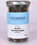 Steenbergs Organic Black Peppercorns Large Jar - 120g