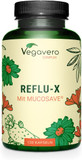 Vegavero Reflu-X Complex | Natural Antacid | Stomach Reflux and Gastritis | with Mucosave®, Olive Leaf Extract, Sodium Alginate, Chamomile | NO Additives | 120 Capsules | Vegan