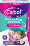Calpol Vapour Plug and Nightlight for 3+ Months Infants (1 Plug & 3 Refills), Soothing Calpol Lavender & Chamomile Vapour with Soft Orange Nightlight for Easy Breathing for up to 8 Hours