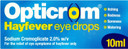 Opticrom Hayfever 2% w/v Eye Drops Solution, Anti-Allergy Relief for Itchy and Irritated Eyes, Fast-Acting Treatment for Hayfever Symptoms with Sodium Cromoglicate, 1 x 10 ml