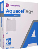 Aquacel AG Extra Silver Hydrofiber Wound Dressing 5cm x 5cm, 2"x2" x10 420671