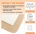 Carbou 10Pcs Silicone Foam Dressing 3"x 3"(7.5 cm x 7.5 cm) - with Border Adhesive Waterproof Central Ultra Absorbent-Foam (1.8" X 1.8") Square Dressing Waterproof Silicone Wound Bandage