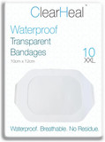 Waterproof Sterile Transparent Adhesive Plaster - 10cm x 12cm, 10pcs Island Dressings with Pad for Wounds, HRT, C-Section & Scar Care - Breathable Second Skin