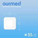 Ourmed Sterile Wound Plasters 10 x 10 cm, Self-Adhesive Sterile Wound Dressing with Strong Adhesion, Protects Against Cuts and Scratches, Painless to Remove, Individually Wrapped, Pack of 50