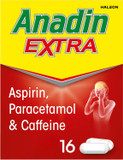 Anadin Extra Pain Relief Caplets, Migraine and Headache Pain Killers with Paracetamol, Aspirin and Caffeine, Pack of 16