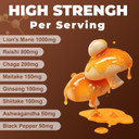 12-in-1 Mushroom Gummies with Lion's Mane, Reishi, Chaga, Maitake, Ginseng, Shiitake for Focus, Immunity & Mood, Vegan Mushroom Complex Supplement with Ashwagandha and Black Pepper- 60 Gummies