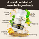 Lions Mane Mushroom Supplement Capsules Complex - Supplement Caffeine Free, Lions Mane Extract - 120 Vegan Bacopa Monnieri, Gotu Kola, Ginseng Capsules