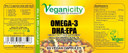 Veganicity Omega-3 DHA:EPA 500mg : Algal Oil Omega-3 Fatty Acid : 60 Vcaps, in a Planet-Friendly 99% Recycled Pot