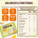 FitnesSHOCK Protein Brownie White Chocolate, No Added Sugar, 15%/7,5g Protein, 233kcal, Pre/Post Workout Snack - No Palm Oil, Filling dietary fibre, Soft Texture, 10x50g - Cookie cream flavour