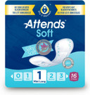 Attends Soft 1 Mini Long (200ml) 16 Pack Incontinence Protection
