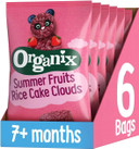 Organix Summer Fruits Rice Cake Clouds, Berry Flavoured Snack, Multipack, 4 x 18 g Bags Per Box (4 Boxes Total)