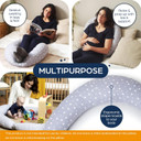 Niimo XXL Pregnancy Pillow & Nursing Pillow - 2-in-1 Design with a 100% Cotton Cover, Machine-Washable, White Dots (200 x 70 cm)