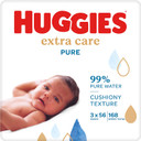 Huggies Pure Extra Care, Baby Wipes - 3 Packs (168 Wipes Total) - 99 Percent Pure Water Wet Wipes - Fragrance Free to Clean and Protect Sensitive Skin