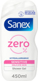 Sanex Zero% Hypoallergenic Sensitive Shower Gel 450ml | 0% fragrance, colourants, sulphates* & soap | 8 hours of hydration | dermatologically tested | ingredients of 93% natural origin