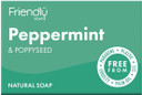 Friendly Soap - Exfoliating Peppermint & Poppyseeds (95g), Plant-Based, Cruelty-Free, Made By Hand, No Preservatives or Sulphates, Sustainable
