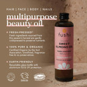 Fushi Sweet Golden Almond Organic Oil 100 ml | Fresh-Pressed | Best for Dull Skin, Dry Hands, Skin Cleansing, Sensitive Skin|Ethical & Vegan Society Approved|Manufactured in the UK