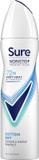 Sure Nonstop Protection Cotton Dry Anti-Perspirant Aerosol Women's Deodorant Spray with Body Heat Activated tech. and a fresh cotton sheets fragrance for 72 hour odour and sweat protection 150 ml