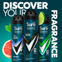 Sure Men Nonstop Protection Sport Cool Anti-Perspirant Aerosol Men's Deodorant Spray with Body Heat Activated technology and a mint & citrus scent for 72 hour odour and sweat protection 150 ml