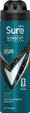 Sure Men Nonstop Protection Sport Cool Anti-Perspirant Aerosol Men's Deodorant Spray with Body Heat Activated technology and a mint & citrus scent for 72 hour odour and sweat protection 150 ml