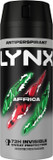 Lynx Africa Antiperspirant Deodorant Spray 72-hour protection against odour and wetness no-fuss aerosol for all-day freshness 150 ml