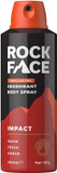 Rock Face Men's Body Spray - Impact Fragrance Body Spray Deodorant for Men, 200ml, Ginger & Amber Scent, Long Lasting