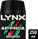 Lynx Africa XXL Aerosol Body Spray Men's Deodorant Spray with a mandarin & sandalwood scent for 48 hours of odour busting, high definition fragrance 250 ml