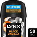 Lynx Fine Fragrance Collection Black Vanilla Premium Deodorant Stick Men's Deodorant with a vanilla, orange & sandalwood fragrance for 72 hour odour protection 50 ml